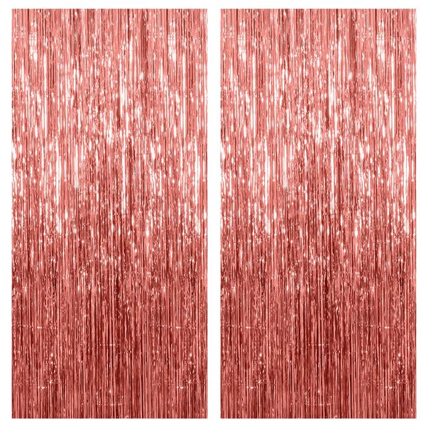 2 Pack Rose Gold Backdrop Birthday Decorations Foil Curtain Backdrop Bachelorette Party Decorations Rose Gold Party Decor Party Streamers Groovy Birthday Decorations Party Backdrop