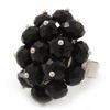 Avalaya Black Glass Cluster Ring/Silver Tone/Adjustable/Size 8/9
