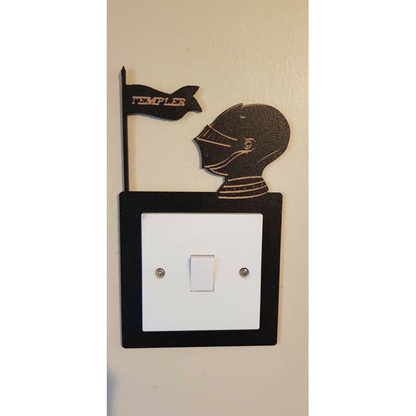 wooden light switch surround, bespoke gifts, home deco, knights templer