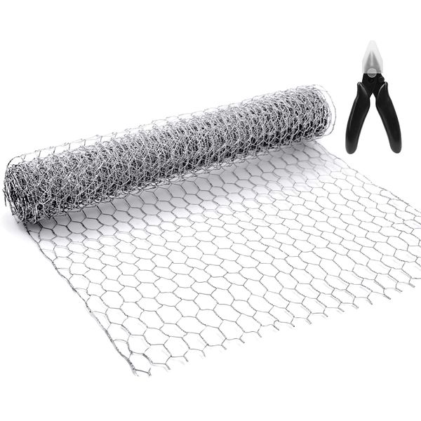 BSTWM Chicken Wire Net for Craft Projects,3 Sheets Lightweight Galvanized Hexagonal Wire 13.7 Inches x 40 Inches x 0.63 Inch Mesh,with 1 Mini Wire Cutting Pliers