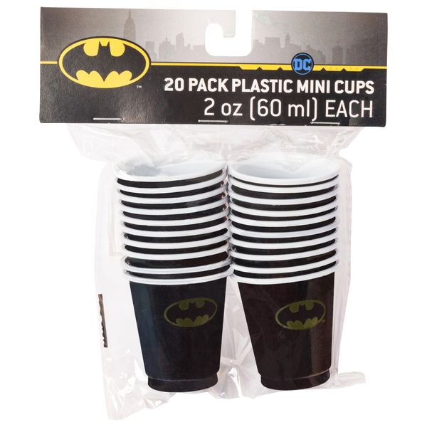 Silver Buffalo DC Comics Batman 20 Pack Disposable Mini Plastic Party Drinking Cups, 2 Ounces