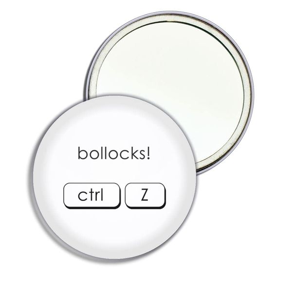 Ctrl Z - Boll**ks - 77mm Round Compact Mirror