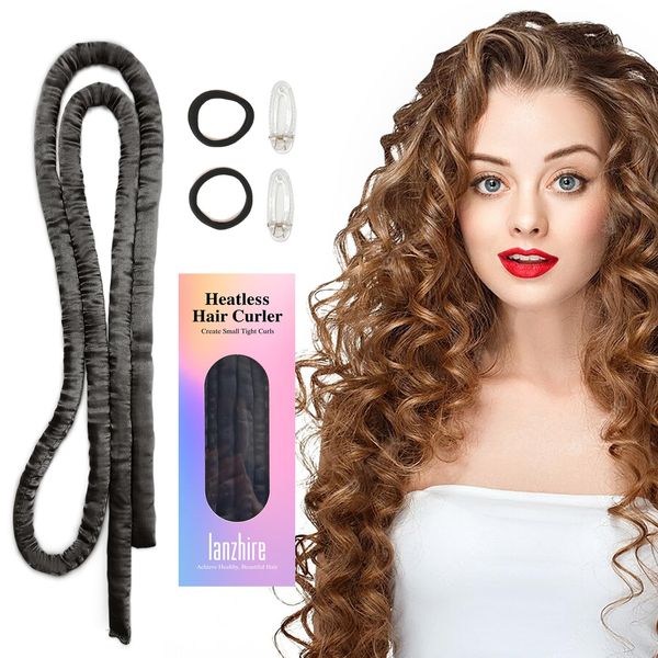 Lanzhire Heatless Small Curling Rod Headband, No Heat Thin Curling Headband for Long Hair and Short hair, No Heat Curlers to Sleep In, Overnight Heatless Curls Headband (Black)