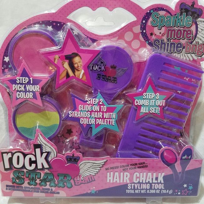 Hair Chalk Multi Color Glides On Hair Has Applicator No Mess By Rockstar NIB