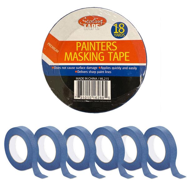 12 Rolls Painters Tape 1" X 18Yds Less Bleed MultiSurface