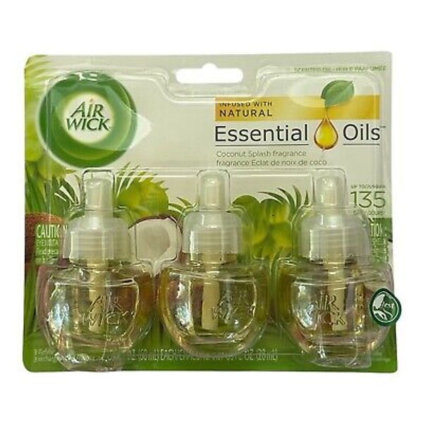 Air Wick Essential Oils Coconut Splash Oil Plug In 3 Refills RARE Discontinued