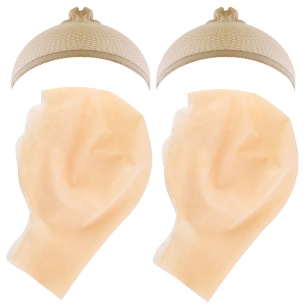 WXJ13 2 PCS Makeup Latex Bald Caps and 2 PCS Nylon Wig Caps for Costume Party Adult Costume Accessory