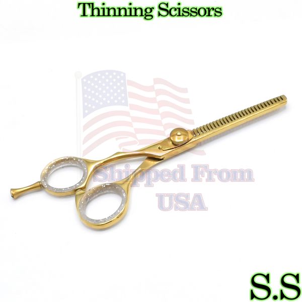 Razor Single edge Thinning Scissors Full Gold 6.25" Beauty Instruments BTS-514