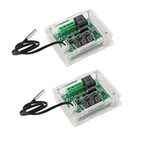 VKLSVAN 2pcs DC 12V XH-W1209 Thermostat Temperature Heat Sensor Switch-50~110℃ Temperature Control Temperature Controller Board Digital LED with Waterproof Sensor Probe with Case