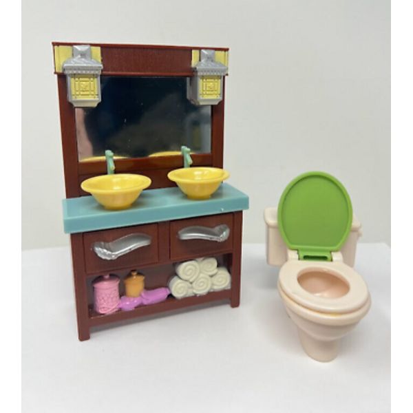 Fisher Price Loving Family Dollhouse Furniture Bathroom Sink & Toilet