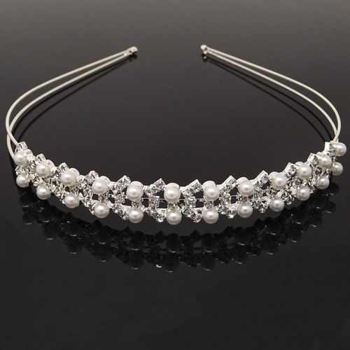 Honbay Wedding Hair Piece Photography Hair Accessories Bride Bridesmaid Flower Girl Crown Headband Hair Hoop Tiara with Crystal and Faux Pearls