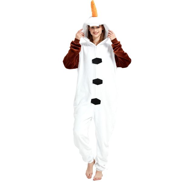 Yemnut Snug Fit Adult Unisex Onesie Cosplay Costume，One Piece Pajama Halloween Homewear Suit for Women and Men (Medium, Olaf)