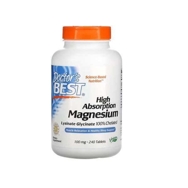 Doctor's Best 100% Chelated High Absorption Magnesium 100mg 240 Tablets, 1ea