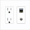 RiteAV Coax and Cat7 Wall Plate - Tamper-Resistant [Screwless White]