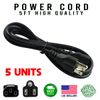 5 Pack High quality 5 ft black power cord for monitors, pc and general electr...