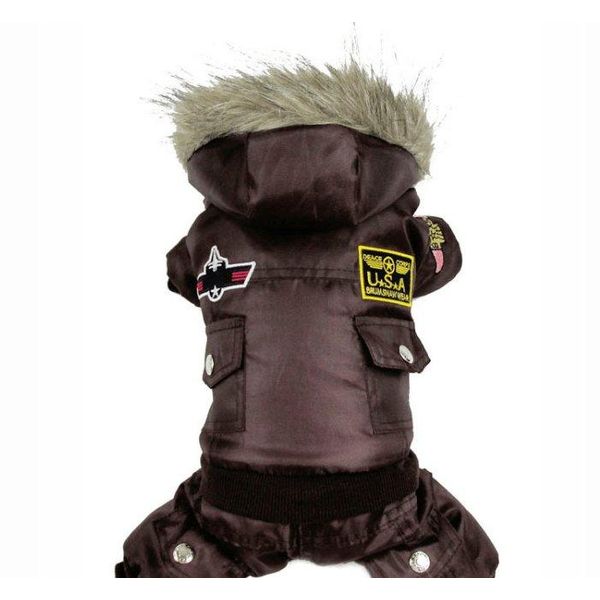 Air Force Inspired Four-Legged Pet Suit - Stylish Autumn And Winter Coats For Dogs - Coffee / Xs