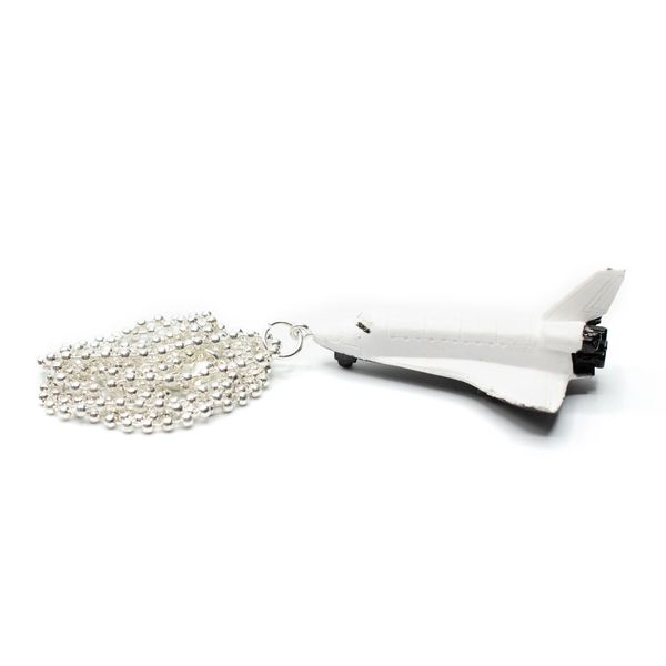 Miniblings Spaceship Chain Necklace 80cm Rocket Shuttle Space Aircraft White