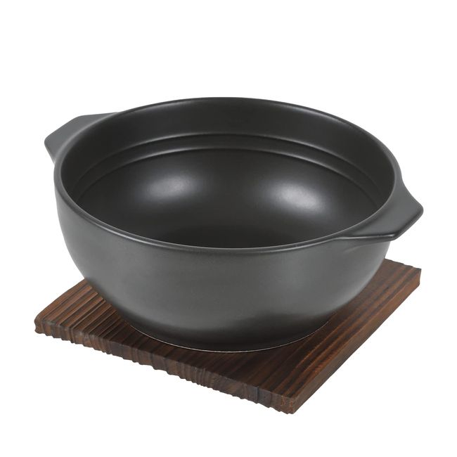 [Superb Quality] Made in Japan, Heat Resistant Rice Bowl with Hand, Black with Baked Cedar Board (Can be Used for Direct Fire, Microwave, Toaster Oven), Bowl, Handmade, Bakeware Dish, Dish