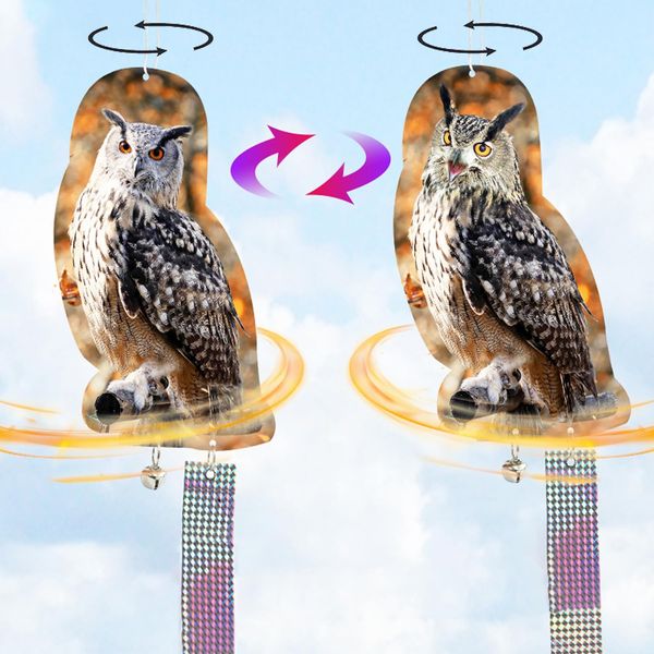 Bird Repellent, Pigeon Repellent, Set of 2, Owl + Double Sided Highly Reflective Tape, 1 x Bird, Crow Protection, Glittering Tape, Anti-Bird, Dove Repellent Goods, Bird Damage Countermeasure, Bird Droppings, Owl, Bird Repellent, Bird Repellent, Veranda, R