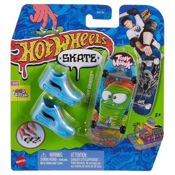 Hot Wheels Skate - 1 Fingerboard & 1 Pair of Removable Skate Shoes ,HVJ83 Food Style 3/5 - Gummy Grinder