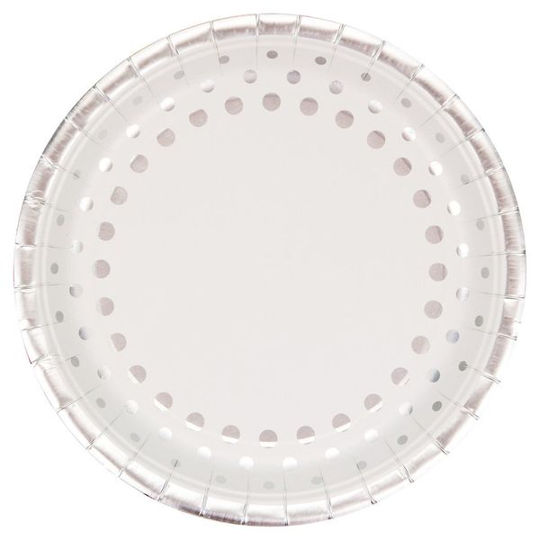 Creative Converting 317846 Sparkle and Shine Plate, Paper, Silver and White