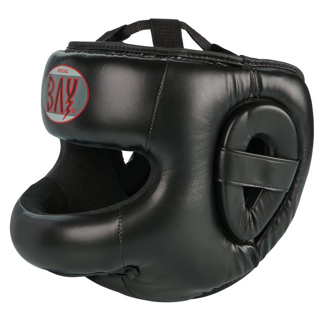 BAY Nasenbügel Budo Kopfschutz mit Nasenschutz Training Sparring Vollkontakt Helm Visier Boxen Krav Maga MMA Gesichtsmaske Gitter Fight Kopfschützer Headguard Kampfsport Gesichtschutz schwarz (Senior)