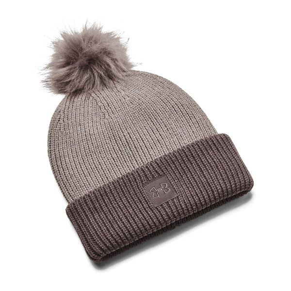 Under Armour Womens Halftime Ribbed Pom Pom Beanie Grey One Size
