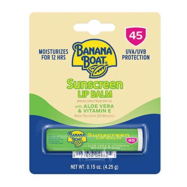 Banana Boat Aloe Vera with Vitamin E Sunscreen Lip Balm, SPF 45, 0.15 Ounces (1 Pack)