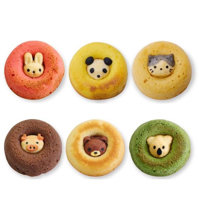 ZOOONUTS 6P Rabbit, Panda, Cat, Pig, Bear, Koala, Zoonuts, Grilled Donuts, Animal Donuts, Baked Goods, Stylish, Kawaii Sweets, Healthy, Carino, Fukuoka, Specialty