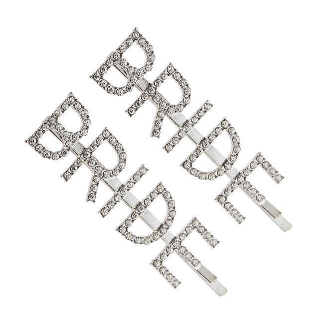 2 Stück Haarspangen "Braut" Schriftzug Bobby Pins Glitzer Strass Haarnadeln für Damen Mädchen