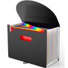 Vanulee Expanding Box File Organiser with 13 Pockets, Concertina A4 Document Folder, Coloured