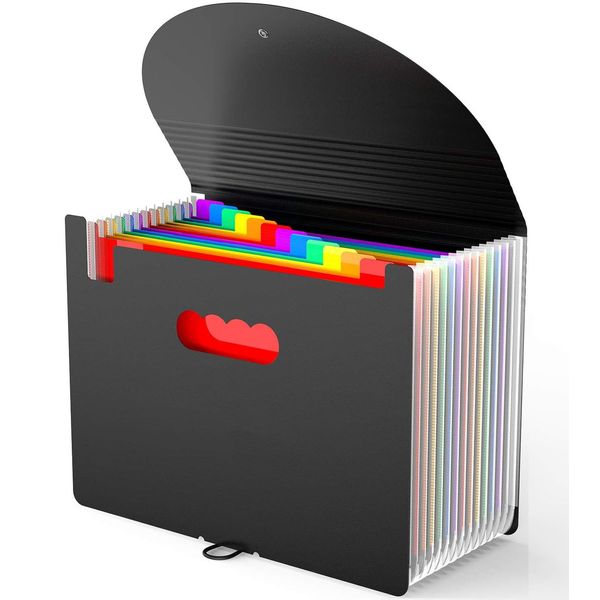 Vanulee Expanding Box File Organiser with 13 Pockets, Concertina A4 Document Folder, Coloured