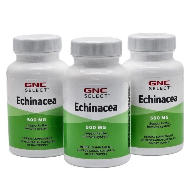 GNC® Select Echinacea 500mg Immune Support 30 Vegetarian Capsules 3 x Bottles