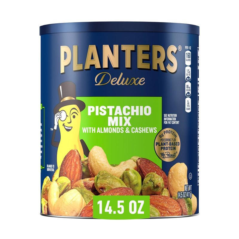 PLANTERS Deluxe Mixed Nuts 14.5oz Pistachios Almonds Cashews Snack ...
