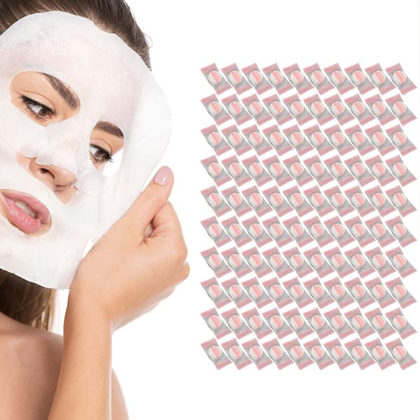 100pcs Compressed Facial Mask Sheets, DIY Disposable Mask Paper Cotton Skin Care Wrapped Masks for Home Beauty Salon, with Mask Bowl Mask Brushes and Hair Band