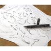 uni-ball Technical Pen Pin 000200BR GF Brush Tip Dark Grey