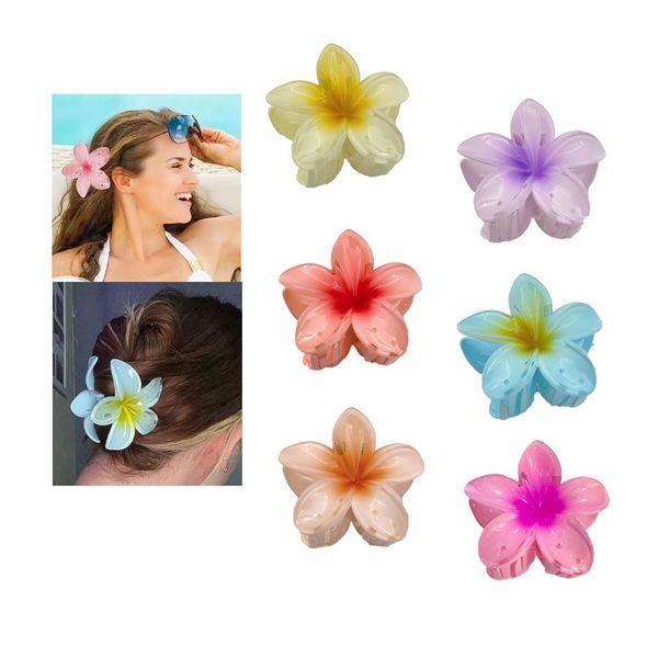 Zixrmor6 Stück Blumen Haarspangen, Niedliche Gelée Farbe Haarklammern ， Große Haarklammer Blume für dickes Haar, starker Halt, blumen klammer für Frauen, Mädchen, Geschenke (Flower clip)