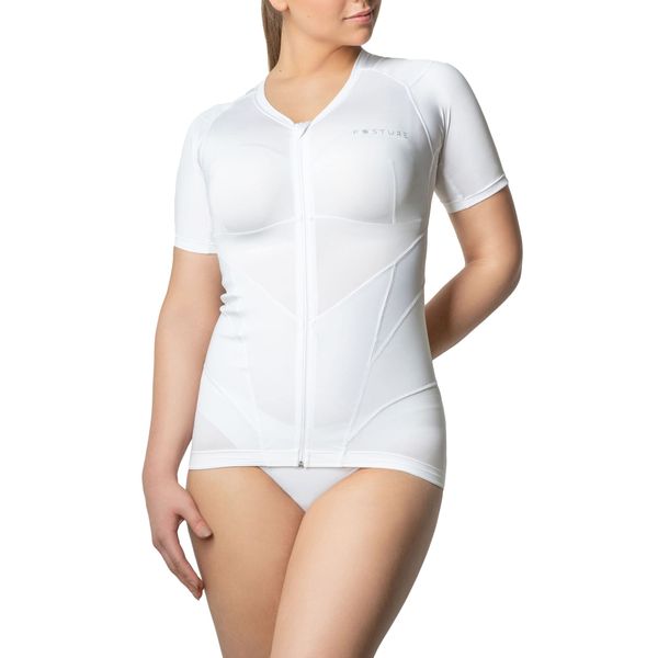 Relaxsan Posture 6070-RP (White L) T Shirt, Back Straightener Posture Corrector for Woman, Lumbar Support, Breathable