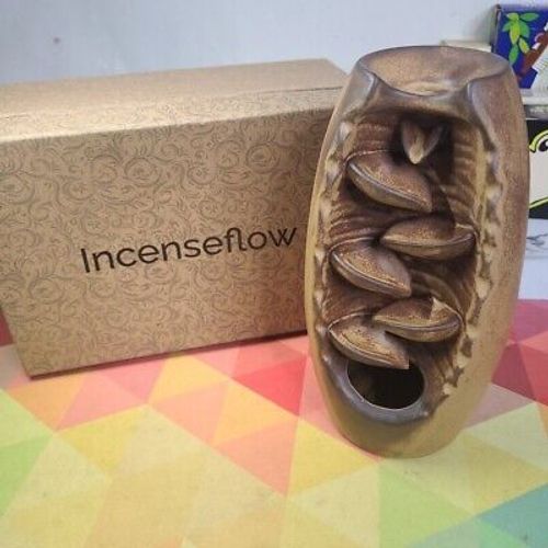 Incense Flow Ceramic Incense Burner Waterfall for Incense Cone Holder Brown /Tan