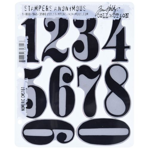 Stampers Anonymous Tim Holtz Cling Rubber Stamp Set, 7 by 8.5-Inch, Numeric
