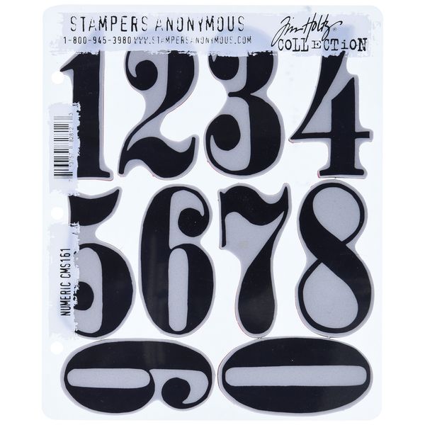 Stampers Anonymous Tim Holtz Cling Rubber Stamp Set, 7 by 8.5-Inch, Numeric