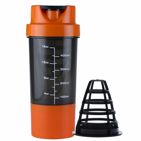 By Global International Shake Protein Shaker Bottle 500 ml (Orange).