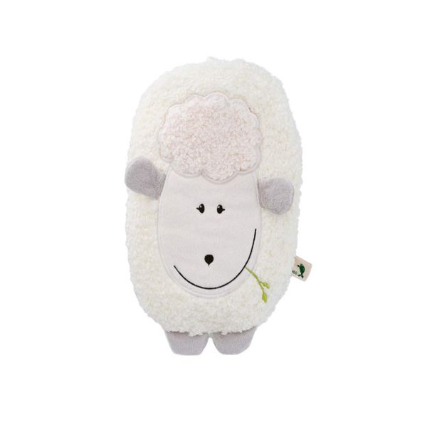 Hugo Frosch Hot Water Bottle with Fluffy Fabric Lamb Cover, Dark Grey, One Size