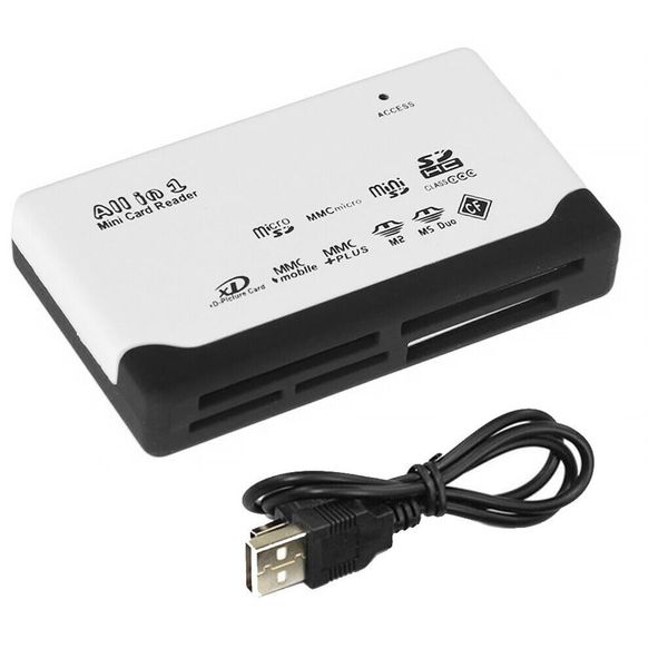 Multibao All in One Multi Card Memory Reader Adapter for Micro SD SDHC M2 MMC XD CF MS with External USB- White