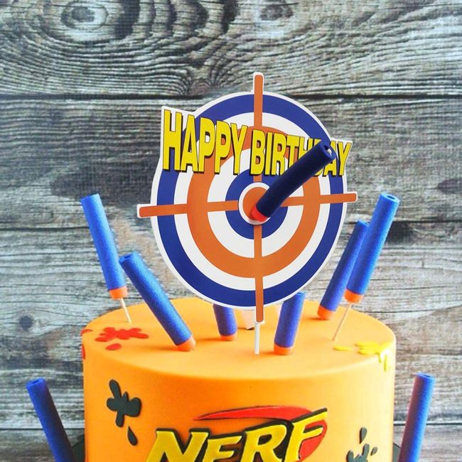 GmakCeder Happy Birthday Nerf Cake Topper