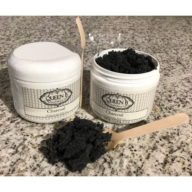 Queen B Naturals Activated Charcoal All Natural Skin Polish 4oz Scrub /Cleanser