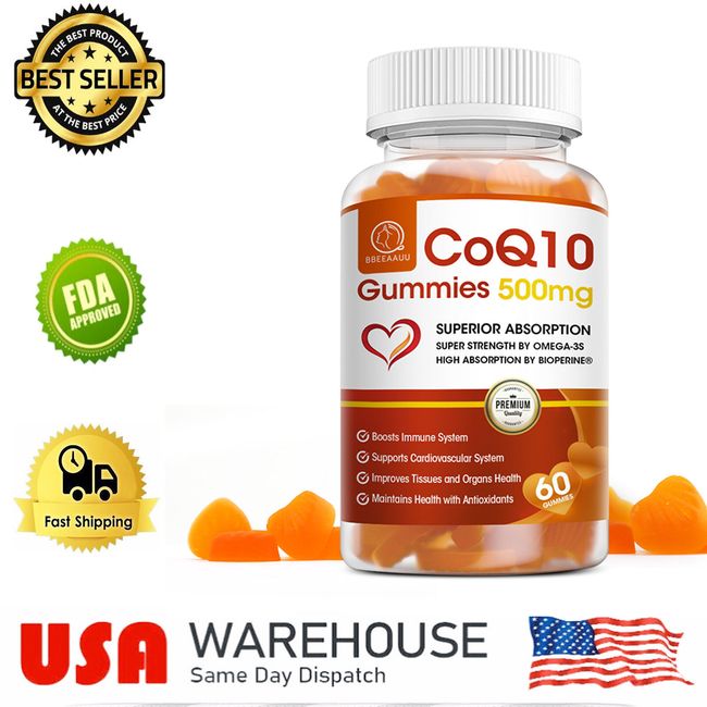 CoQ10 500mg 60 Capsules For Blood Pressure Heart & Energy Health High Absorption