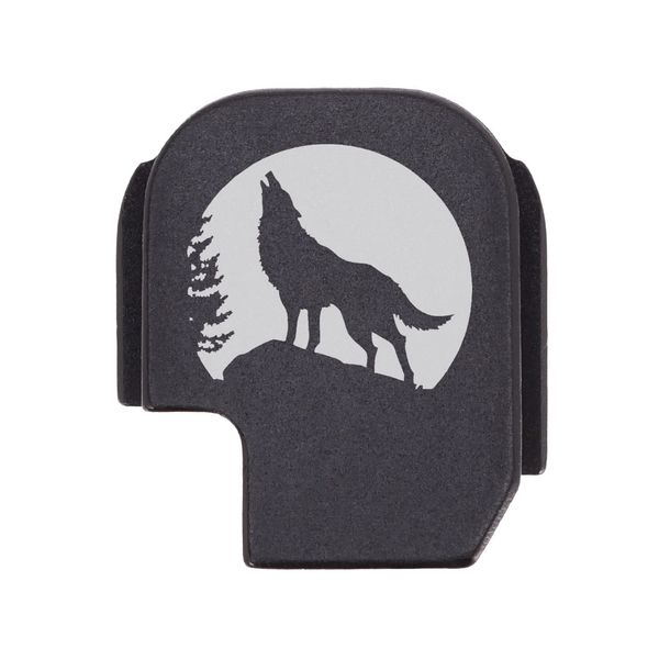 NDZ Performance Rear Slide Cover Plate for Sig P365 P365X P365 XL P365 X Macro 9mm .380 Laser Engraved Aluminum in Black - Wolf Moon