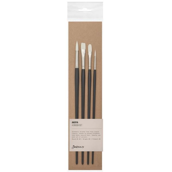 Jacksons : Akoya 4 Brush Set : 2 & 6 Round, 6 Bright, 4 Filbert
