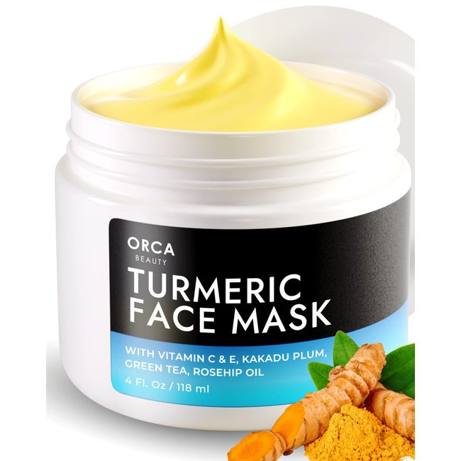 Orca Beauty Turmeric Face Mask, Turmeric Mask Facial Mask Skin Care Mask - Facial Mask Skin Care Pore Cleansing Mask with Vitamin C, Kakadu Plum, Green Tea, Rosehip Oil